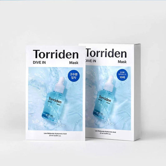Torriden DIVE-IN Low Molecule Hyaluronic Acid Mask – тканинна маска з гіалуроновою кислотою.